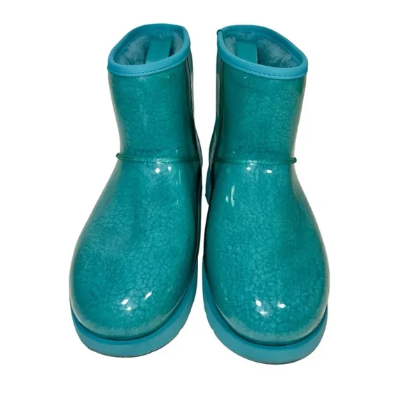 UGG Classic Mini Waterproof Clear Boots in Blue Teal Size 11