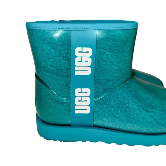 UGG Classic Mini Waterproof Clear Boots in Blue Teal Size 11