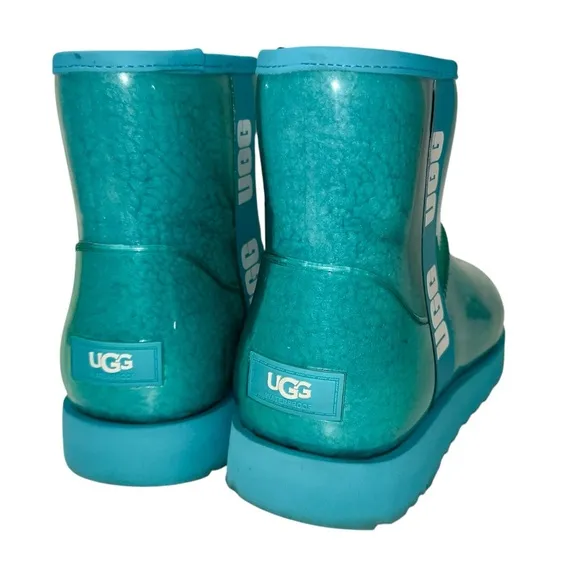 UGG Classic Mini Waterproof Clear Boots in Blue Teal Size 11