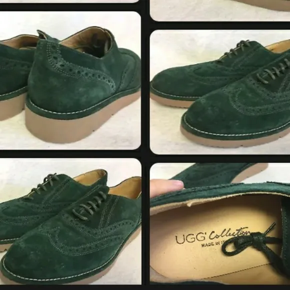UGG COLLECTION EDUARDO EVERGREEN SUEDE LACE-UP BROGUE LOAFERS size 11 1006581