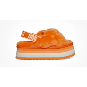 UGG Disco Knott Orange sheepskin platform slides