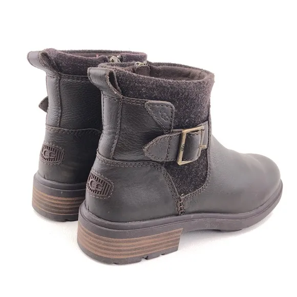 UGG Harrison Brown Leather Moto Boots 7.5