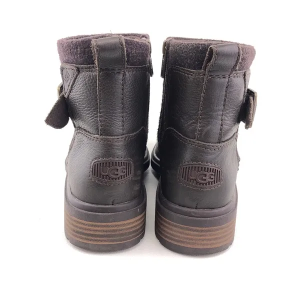 UGG Harrison Brown Leather Moto Boots 7.5