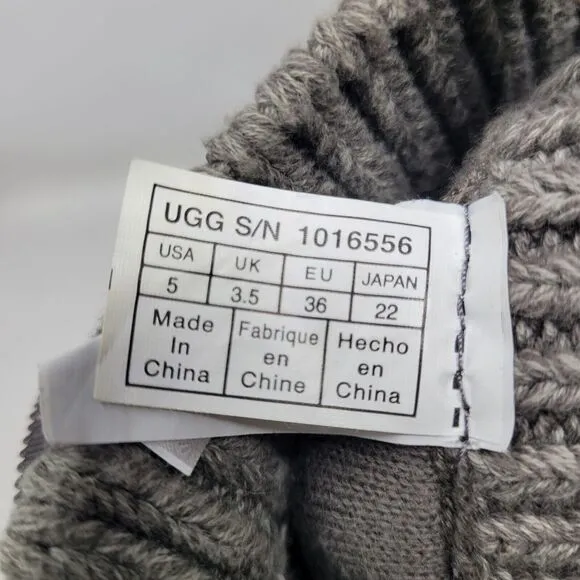 UGG Isla Knit Heathered Grey Winter Boots Womens Size 5 EUR 36 Pull on Mid Calf