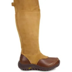 UGG Miko Waterproof Lined Tall Boots Chestnut Leather Sheepskin US Sz 8 Neutral