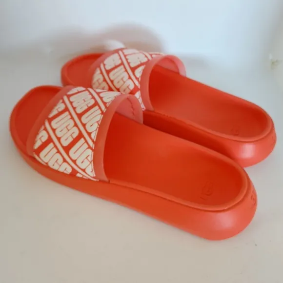 UGG Ruette Orange and White Slides Sandals Size 8