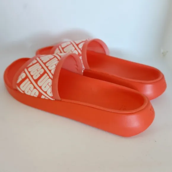 UGG Ruette Orange and White Slides Sandals Size 8