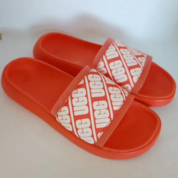 UGG Ruette Orange and White Slides Sandals Size 8