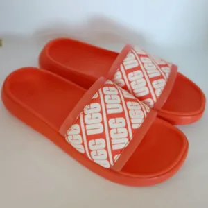 UGG Ruette Orange and White Slides Sandals Size 8