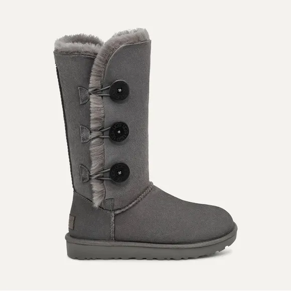 UGG Women's Bailey Button Triplet Grey Sheepskin Boot