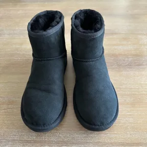 UGG Women’s Classic Mini ll Black Ankle Boot Shearling Sheepskin