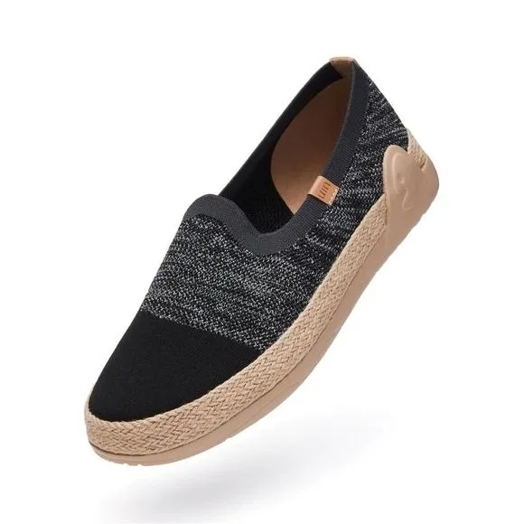 UIN Men's Espadrilles Slip Ons Walking Casual Shoes (Charcoal Black Marbella II)