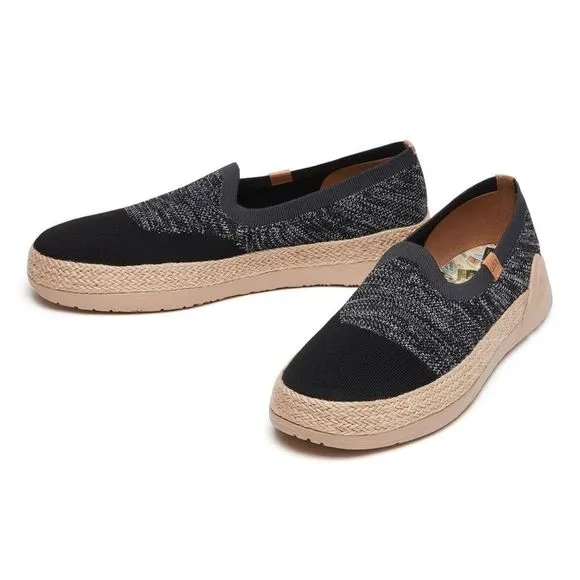 UIN Men's Espadrilles Slip Ons Walking Casual Shoes (Charcoal Black Marbella II)