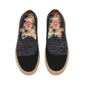 UIN Men's Espadrilles Slip Ons Walking Casual Shoes (Charcoal Black Marbella II)