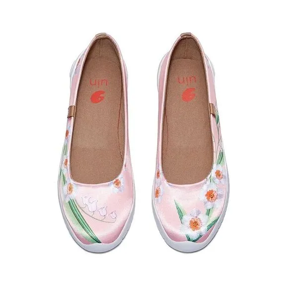 UIN Women's Ballet Flats Slip On Pointed Toe Casual Shoes (Lily of the Valley 2)