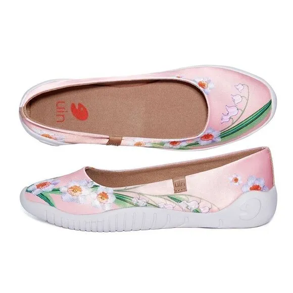 UIN Women's Ballet Flats Slip On Pointed Toe Casual Shoes (Lily of the Valley 2)