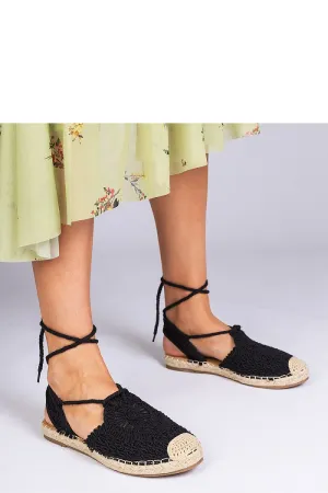 Unique black espadrille sandals with a flat heel
