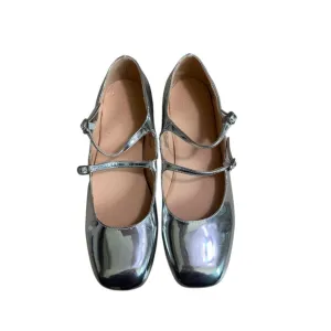 Urban Outfitters - NWOB Silver Double Strap Mary Jane Flats Sz 9