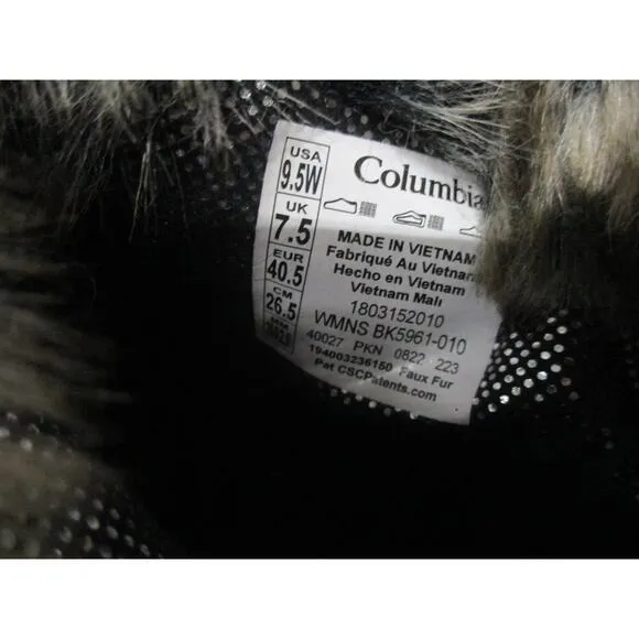 USED Columbia Women's Minx Shorty Cold Weather Boots, Black/Pebble-Size 9.5