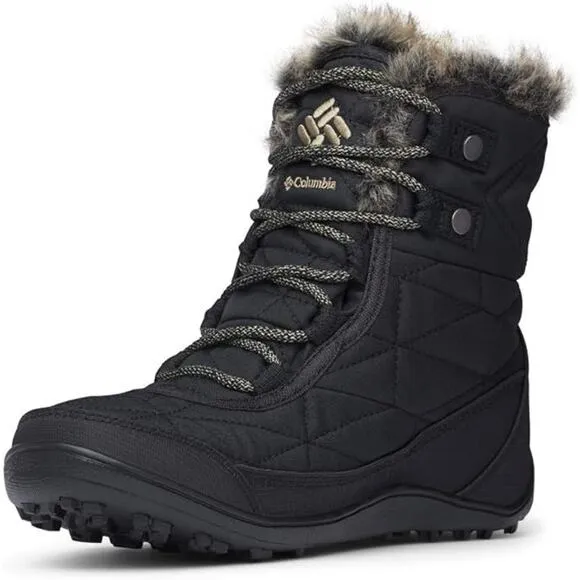 USED Columbia Women's Minx Shorty Cold Weather Boots, Black/Pebble-Size 9.5