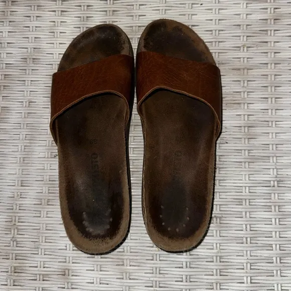 Used Hanki Mephisto Genuine Leather Brown Sandals Made in France 38