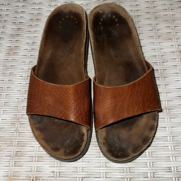 Used Hanki Mephisto Genuine Leather Brown Sandals Made in France 38