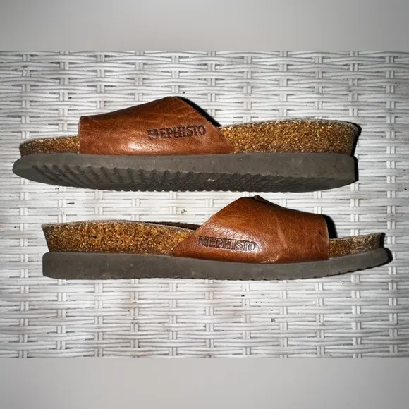 Used Hanki Mephisto Genuine Leather Brown Sandals Made in France 38