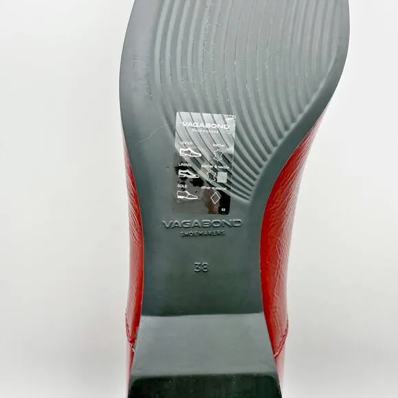 Vagabond Womens Delia Mary Jane Flat EU 38 US 8 Red Patent Leather NIB