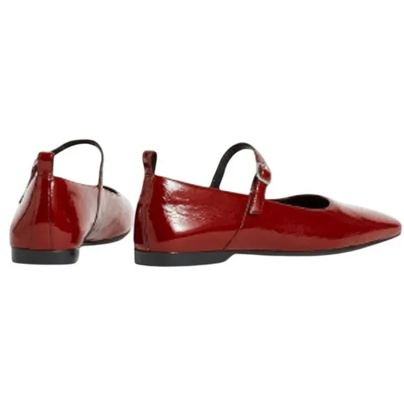 Vagabond Womens Delia Mary Jane Flat EU 38 US 8 Red Patent Leather NIB