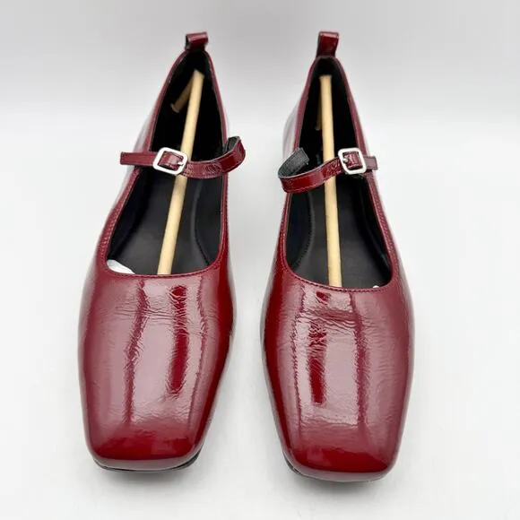 Vagabond Womens Delia Mary Jane Flat EU 38 US 8 Red Patent Leather NIB