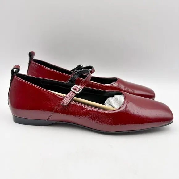 Vagabond Womens Delia Mary Jane Flat EU 38 US 8 Red Patent Leather NIB