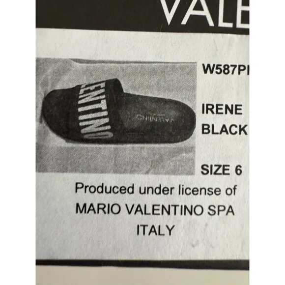 VALENTINO Black Stripe Contrast Irene Slip On Slide Sandal Designer MP$300 Sz 6
