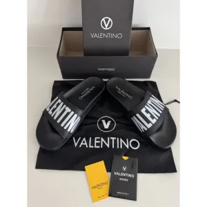 VALENTINO Black Stripe Contrast Irene Slip On Slide Sandal Designer MP$300 Sz 6