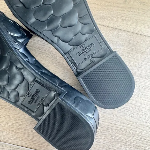Valentino Atelier Rose Black Slide Women’s 38  MSRP $450