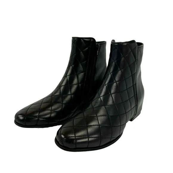 Vaneli Womens 6 M Gaston Ankle Boots Booties Black Nappa Quilted Leather NIB NEW