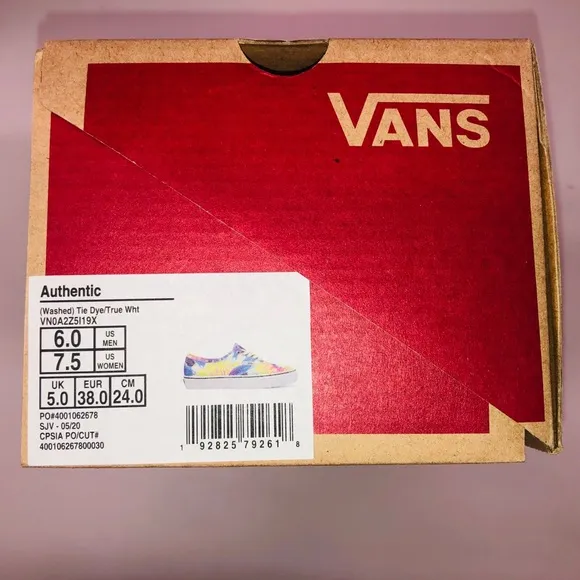 VANS Authentic Washed Tie Dye &amp; True White Sneaker