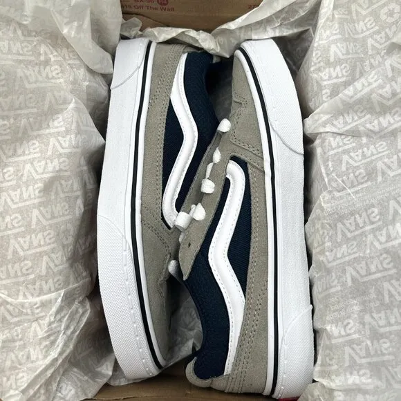Vans Caldrone Youth Boy's Suede Sneakers Size 2 Gray/Navy Blue Classic Style