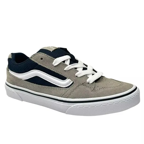 Vans Caldrone Youth Boy's Suede Sneakers Size 2 Gray/Navy Blue Classic Style