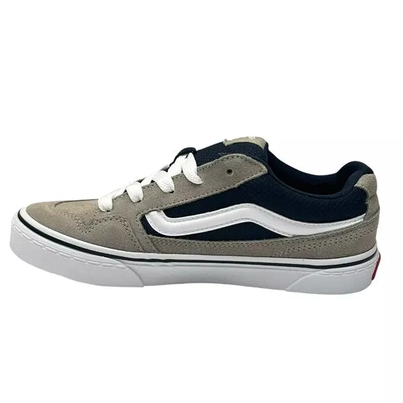 Vans Caldrone Youth Boy's Suede Sneakers Size 2 Gray/Navy Blue Classic Style