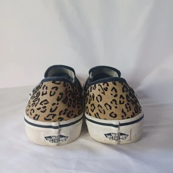 Vans Classic Slip-On Leopard Print Sneakers Women’s 7.5 Canvas Waffle Sole