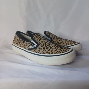 Vans Classic Slip-On Leopard Print Sneakers Women’s 7.5 Canvas Waffle Sole
