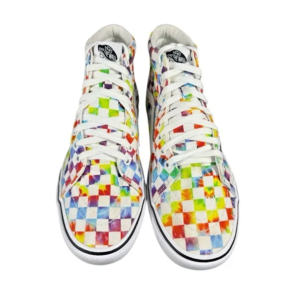 Vans Comfycush Sk8-Hi Tie-Dye Checkerboard Sneakers - Men's 10.5 / Women's 12