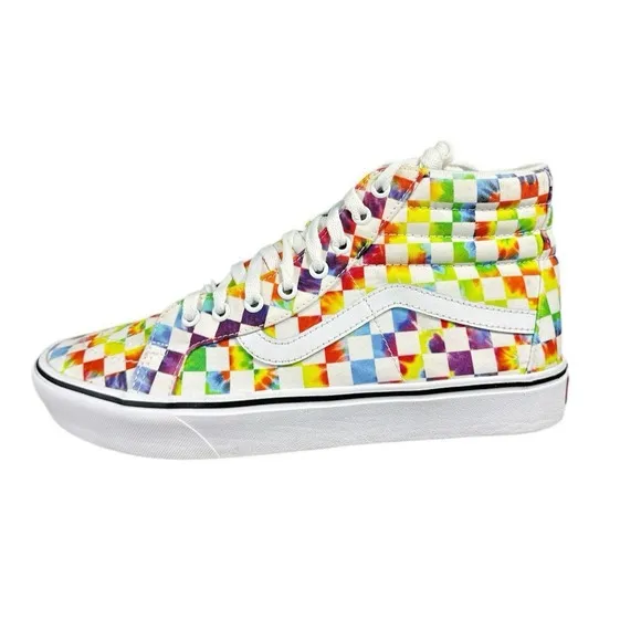 Vans Comfycush Sk8-Hi Tie-Dye Checkerboard Sneakers - Men's 10.5 / Women's 12