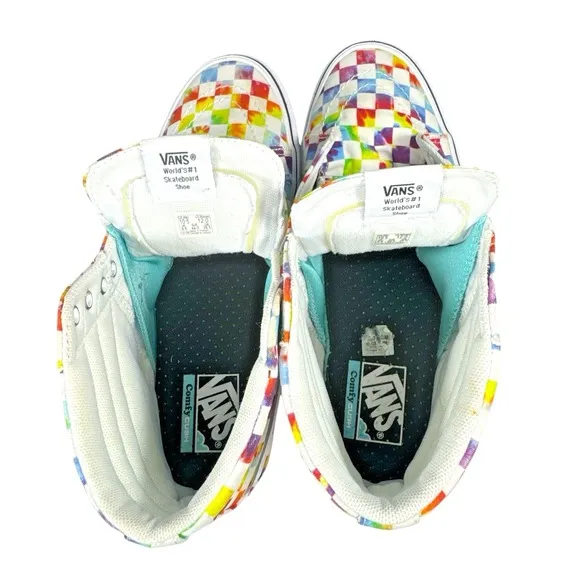 Vans Comfycush Sk8-Hi Tie-Dye Checkerboard Sneakers - Men's 10.5 / Women's 12