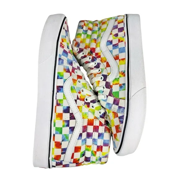 Vans Comfycush Sk8-Hi Tie-Dye Checkerboard Sneakers - Men's 10.5 / Women's 12