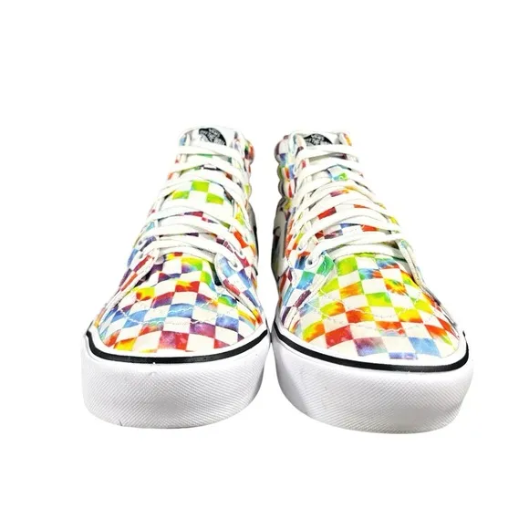 Vans Comfycush Sk8-Hi Tie-Dye Checkerboard Sneakers - Men's 10.5 / Women's 12