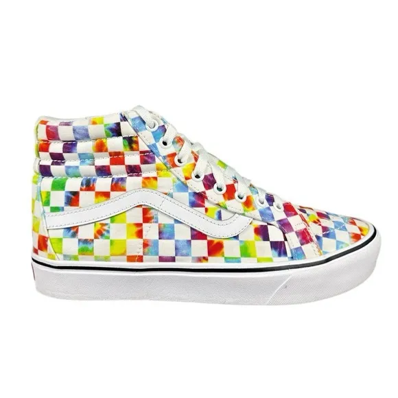 Vans Comfycush Sk8-Hi Tie-Dye Checkerboard Sneakers - Men's 10.5 / Women's 12