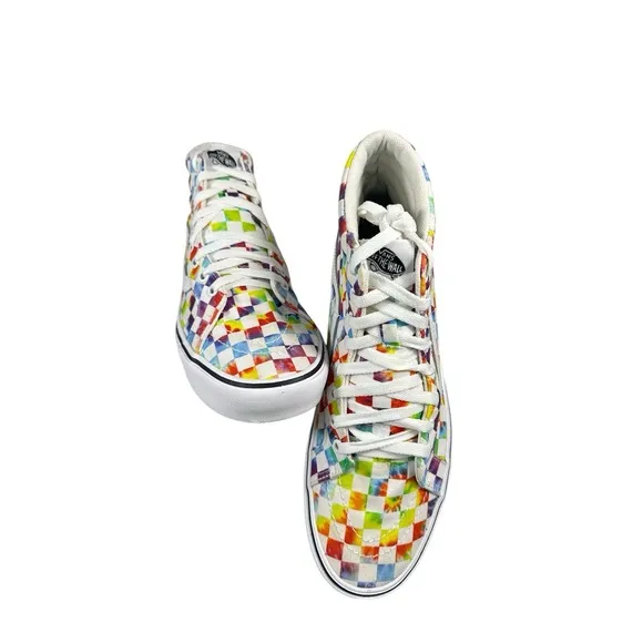 Vans Comfycush Sk8-Hi Tie-Dye Checkerboard Sneakers - Men's 10.5 / Women's 12