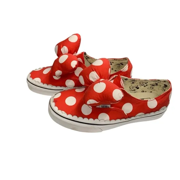 VANS   DISNEY Limited Edition Red &amp; White Polka Dot Minnie Sneakers - Size 7.5