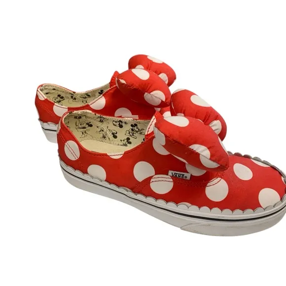 VANS   DISNEY Limited Edition Red &amp; White Polka Dot Minnie Sneakers - Size 7.5